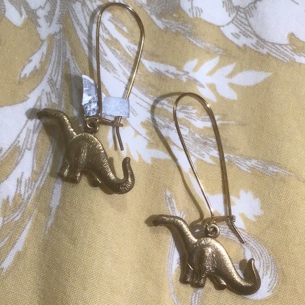 Dinosaur gold tone earrings-NWT